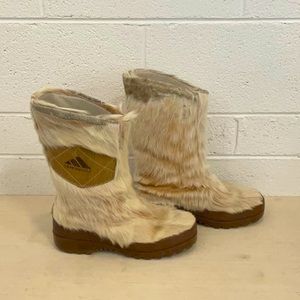 Vintage La Mondiale White Goat Fur Winter Boots Made in Italy Women’s Size 10